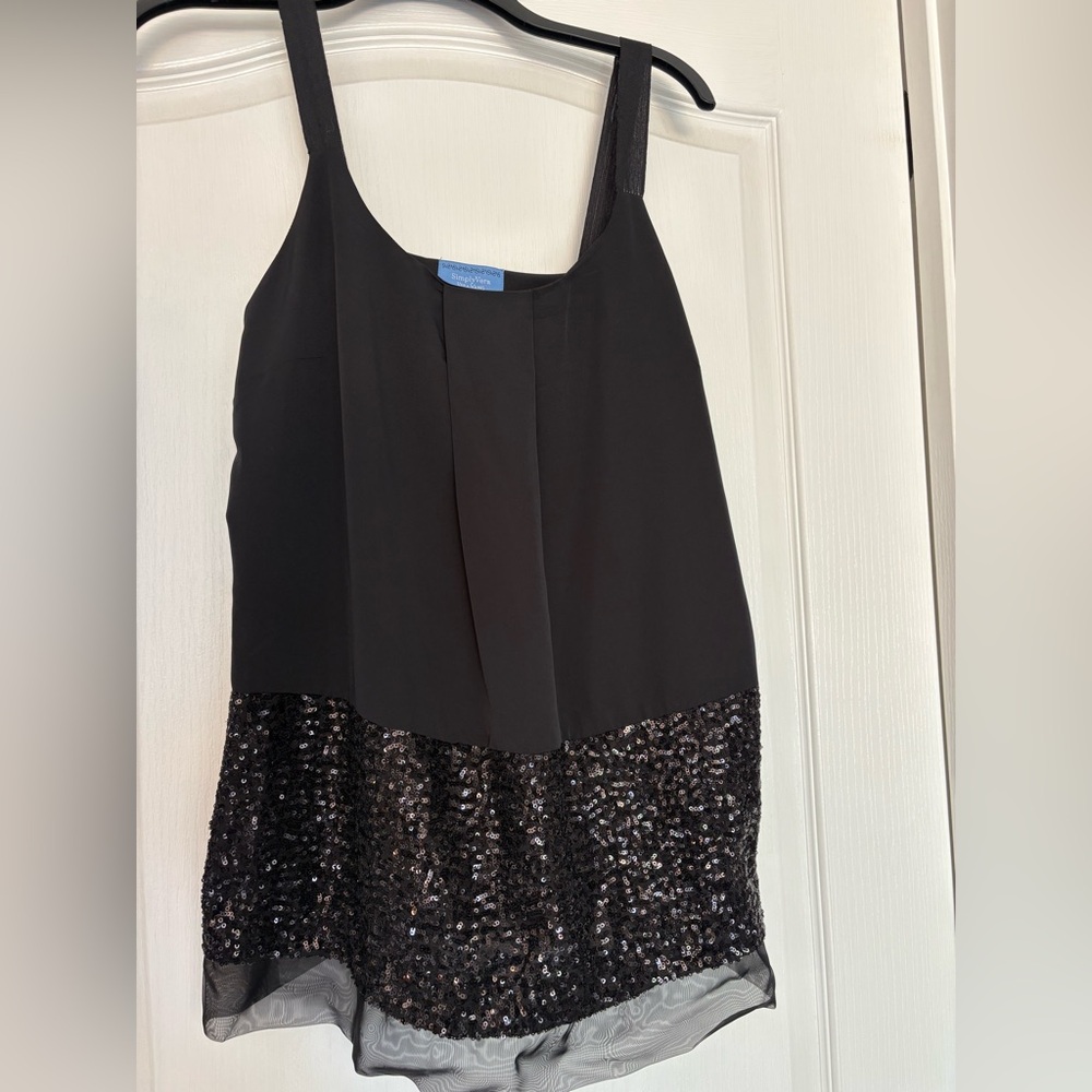 Simply Vera Vera Wang Black Sequin blouse Petite L